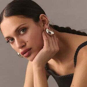 New House Of Harlow 1960 Chunky Crescent Gold Hoop Statement Earrings New In Box